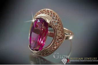 Russisch Sowjetrosa 14 Karat 585 Gold Alexandrit Rubin Smaragd Saphir Zirkon Ring vrc119