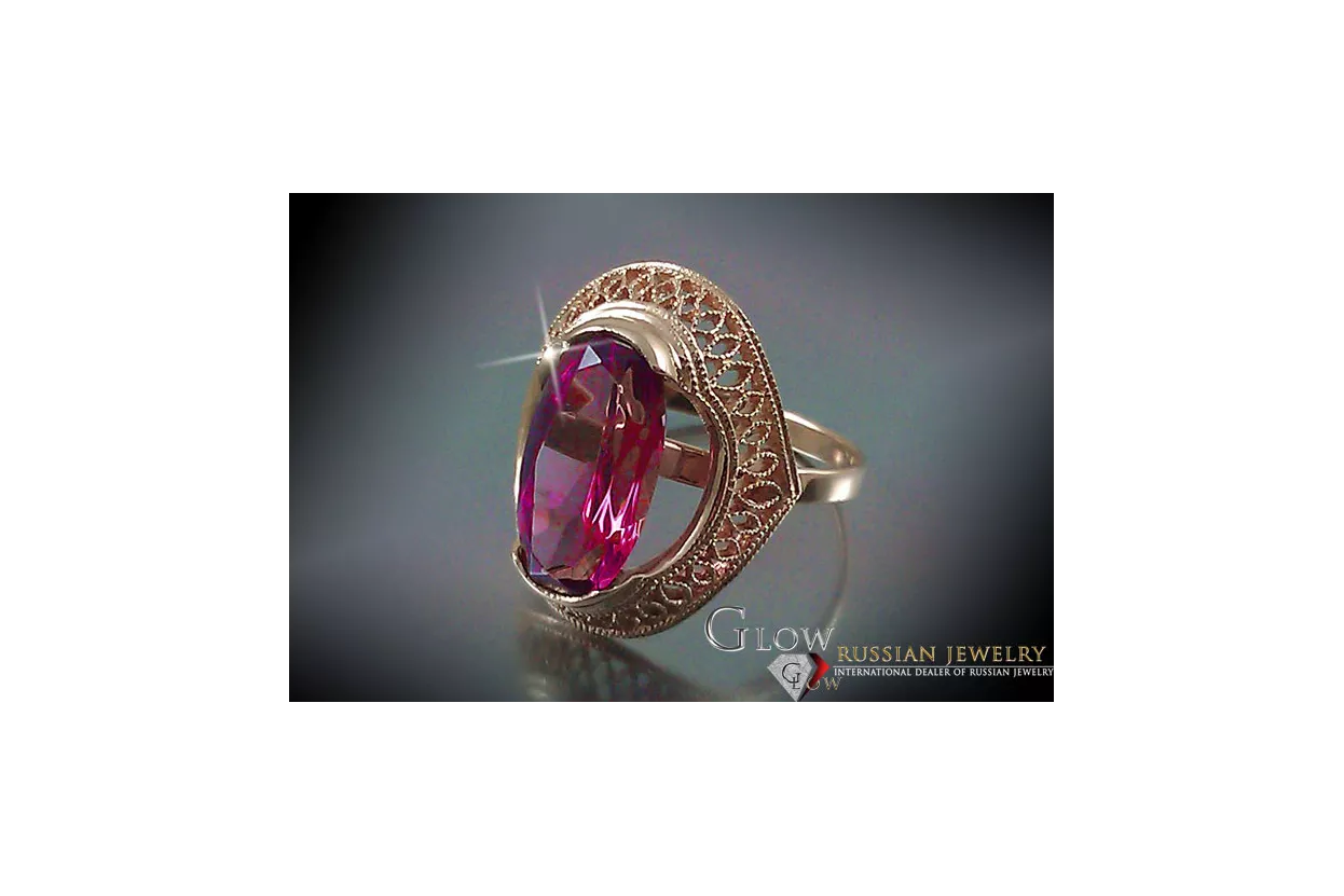 Russian Soviet rose 14k 585 gold Alexandrite Ruby Emerald Sapphire Zircon ring  vrc119