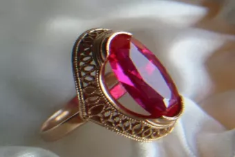 Russian Soviet rose 14k 585 gold Alexandrite Ruby Emerald Sapphire Zircon ring  vrc119