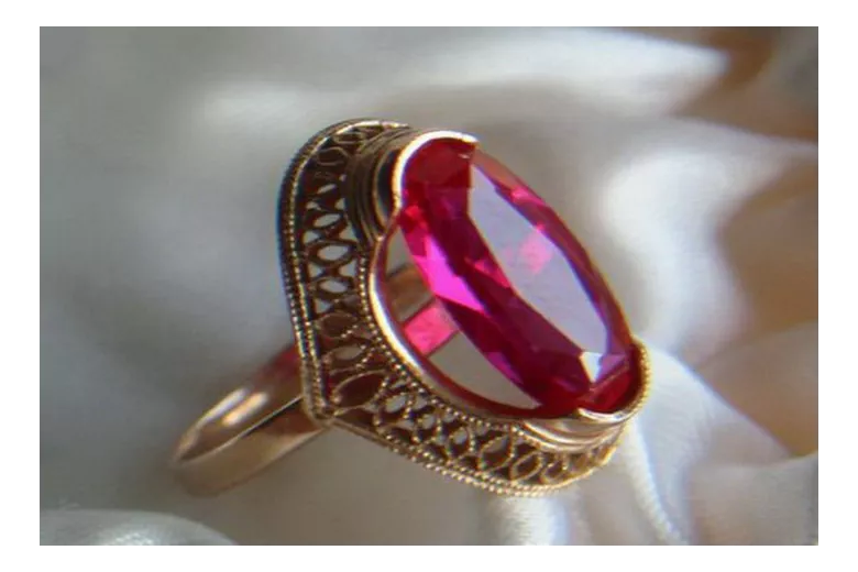 Radziecki 14k 585 złoty Rosyjski pierścionek z różowego złota z Aleksandrytem Rubinem Szafirem Szmaragdem Cyrkonią vrc119