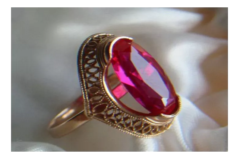 Russisch Sowjetrosa 14 Karat 585 Gold Alexandrit Rubin Smaragd Saphir Zirkon Ring vrc119