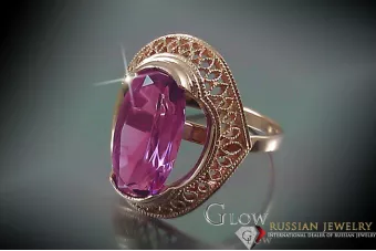 Σοβιετικό 14k 585 χρυσό Ρωσικό ροζ χρυσό δαχτυλίδι με Αλεξανδρίτη Ρουβίνι Σαφείρι Σμαράγδι Ζυρκόνια vrc119