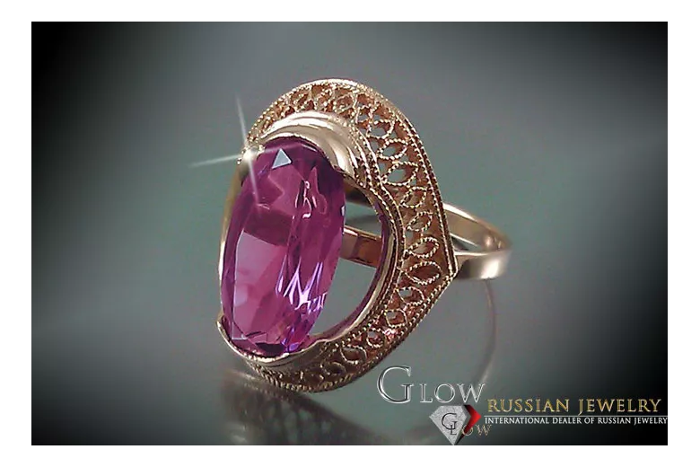 Russisch Sowjetrosa 14 Karat 585 Gold Alexandrit Rubin Smaragd Saphir Zirkon Ring vrc119