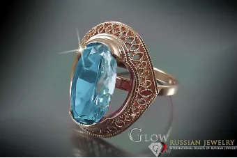 Σοβιετικό 14k 585 χρυσό Ρωσικό ροζ χρυσό δαχτυλίδι με Αλεξανδρίτη Ρουβίνι Σαφείρι Σμαράγδι Ζυρκόνια vrc119