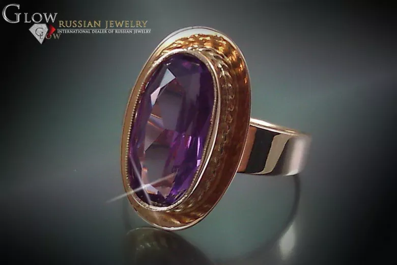 Radziecki 14k 585 złoty Rosyjski pierścionek z różowego złota z Aleksandrytem Rubinem Szafirem Szmaragdem Cyrkonią vrc123