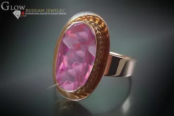 Anillo de oro rosa soviético ruso 14K Alejandrita Rubí Esmeralda Zafiro Zircon 585 vrc123