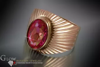 Anillo de oro rosa soviético ruso 14K Alejandrita Rubí Esmeralda Zafiro Zircon 585 vrc127