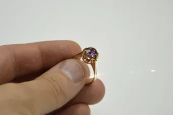 Σοβιετικό 14k 585 χρυσό Ρωσικό ροζ χρυσό δαχτυλίδι με Αλεξανδρίτη Ρουβίνι Σαφείρι Σμαράγδι Ζυρκόνια vrc131