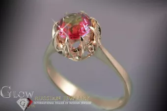 Σοβιετικό 14k 585 χρυσό Ρωσικό ροζ χρυσό δαχτυλίδι με Αλεξανδρίτη Ρουβίνι Σαφείρι Σμαράγδι Ζυρκόνια vrc131