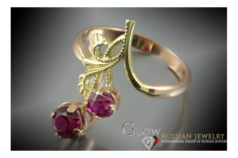 Radziecki 14k 585 złoty Rosyjski pierścionek z różowego złota z Aleksandrytem Rubinem Szafirem Szmaragdem Cyrkonią vrc132
