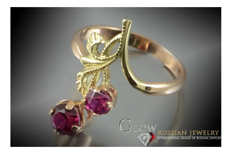 Russisch Sowjetrosa 14 Karat 585 Gold Alexandrit Rubin Smaragd Saphir Zirkon Ring vrc132