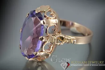 Anillo de oro rosa soviético ruso 14K Alejandrita Rubí Esmeralda Zafiro Zircon 585 vrc134