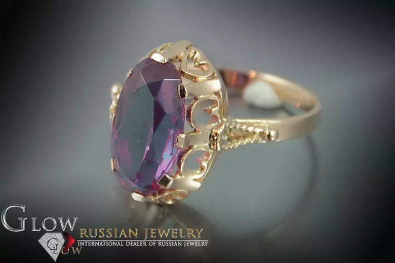 Russisch Sowjetrosa 14 Karat 585 Gold Alexandrit Rubin Smaragd Saphir Zirkon Ring vrc134