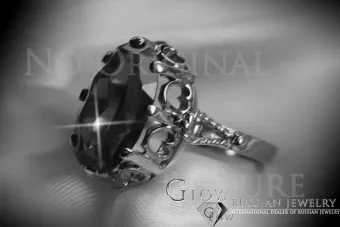 Soviet 14k 585 Zlatý Ruský Ring of Pink Gold s Alexandryt Rubin Sapphire Emerald Zircon VRC134