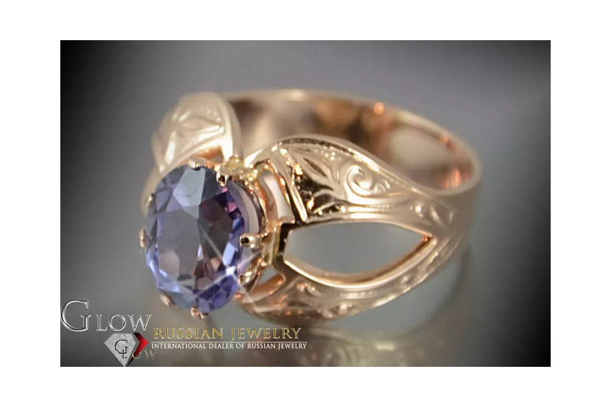 Russian Soviet rose 14k 585 gold Alexandrite Ruby Emerald Sapphire Zircon ring  vrc135