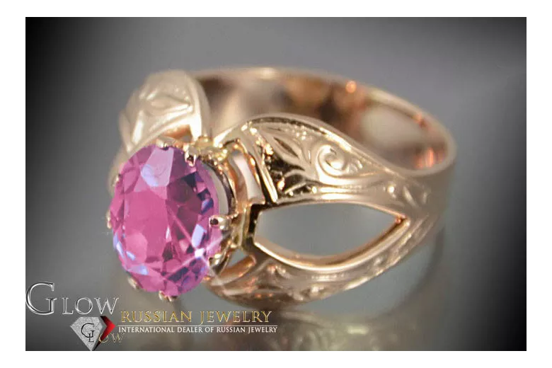 Russian Soviet rose 14k 585 gold Alexandrite Ruby Emerald Sapphire Zircon ring  vrc135