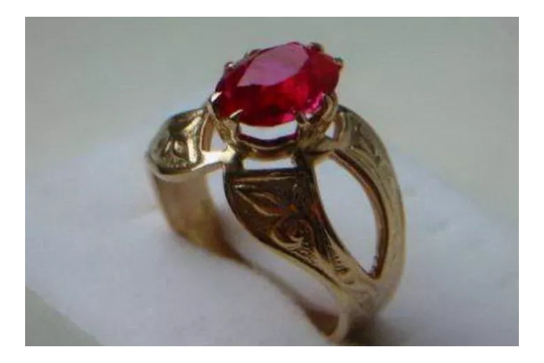 Radziecki 14k 585 złoty Rosyjski pierścionek z różowego złota z Aleksandrytem Rubinem Szafirem Szmaragdem Cyrkonią vrc135