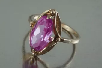 Vintage Rose Gold Ring 14K Alexandrite Ruby Emerald Sapphire Zircon 585 vrc140
