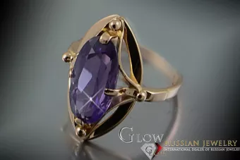 Anillo de oro rosa soviético ruso 14K Alejandrita Rubí Esmeralda Zafiro Zircon 585 vrc140