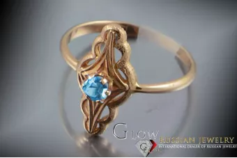 Anillo de oro rosa soviético ruso 14K Alejandrita Rubí Esmeralda Zafiro Zircon 585 vrc145