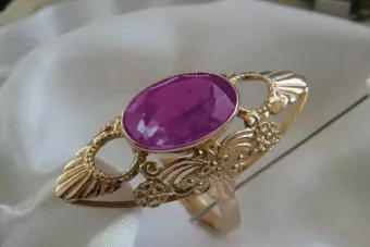 Russian Soviet rose 14k 585 gold Alexandrite Ruby Emerald Sapphire Zircon ring  vrc174