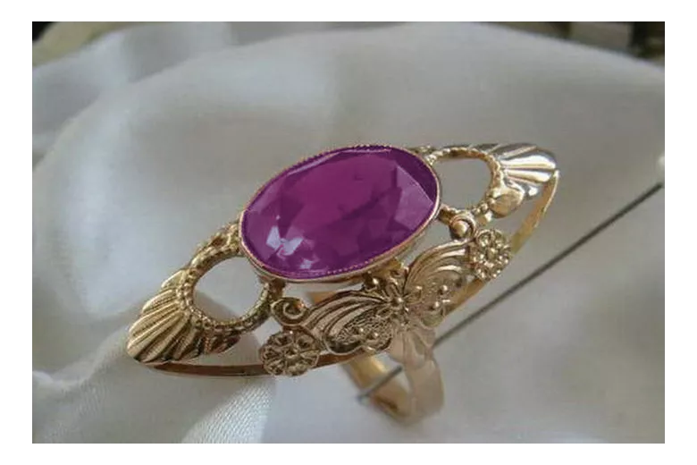 Russian Soviet rose 14k 585 gold Alexandrite Ruby Emerald Sapphire Zircon ring  vrc174