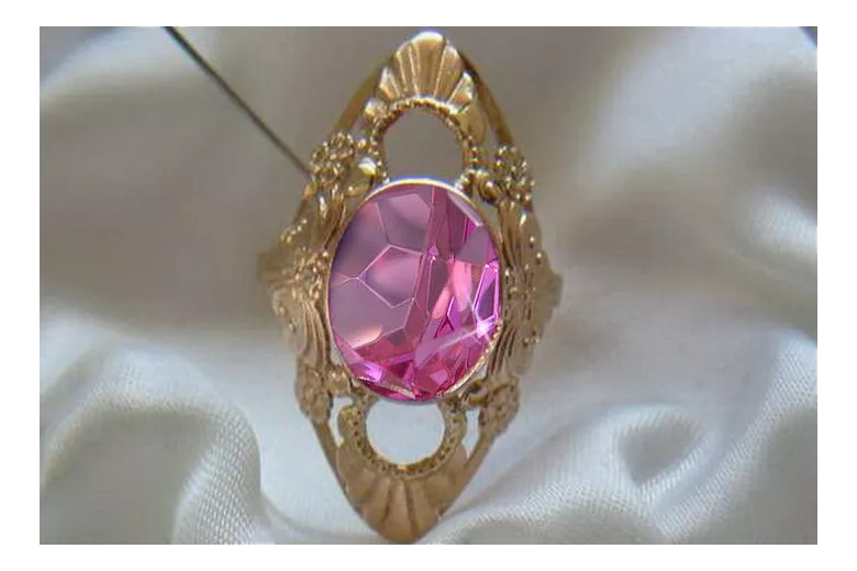 Russian Soviet rose 14k 585 gold Alexandrite Ruby Emerald Sapphire Zircon ring  vrc174