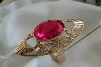 Σοβιετικό 14k 585 χρυσό Ρωσικό ροζ χρυσό δαχτυλίδι με Αλεξανδρίτη Ρουβίνι Σαφίρη Σμαράγδα Ζυρκόνια vrc174