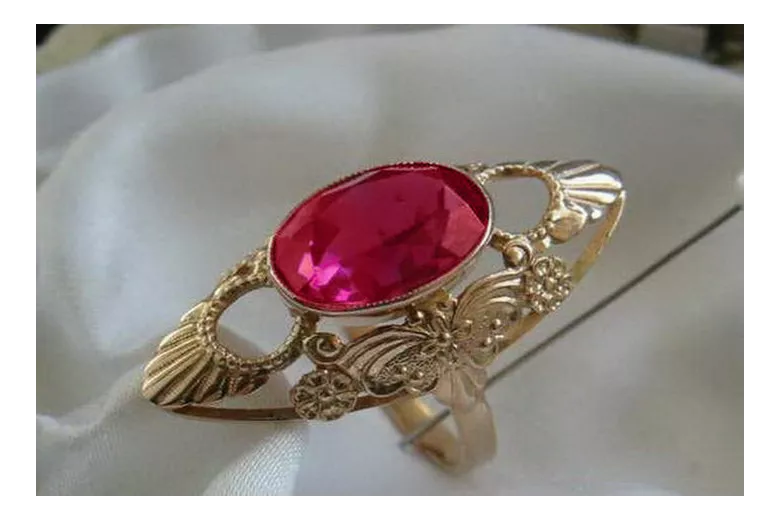 Russian Soviet rose 14k 585 gold Alexandrite Ruby Emerald Sapphire Zircon ring  vrc174