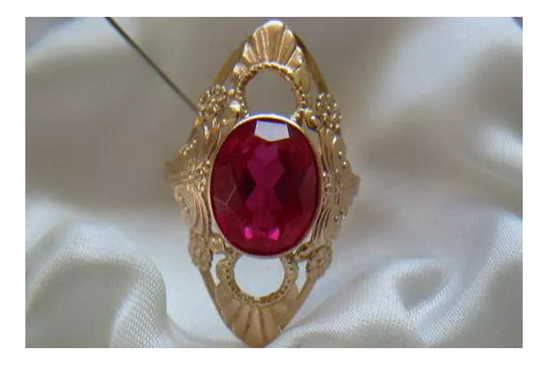 Russian Soviet rose 14k 585 gold Alexandrite Ruby Emerald Sapphire Zircon ring  vrc174
