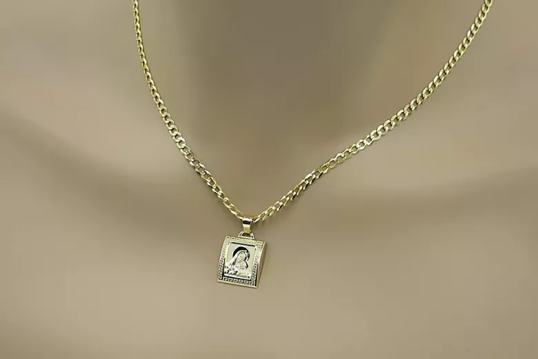 Złota zawieszka medalion Maryja z łańcuszkiem ★ https://zlotychlopak.pl/pl/ ★ Złoto 585 333 niska cena