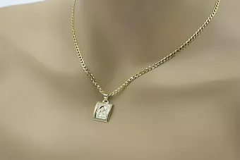 Pandantiv medalion de aur Mary icon cu lanț ★ zlotychlopak.pl ★ aur 585 333 preț scăzut