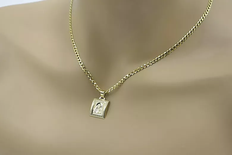 Pendentif en forme d’icône médaillon en or Mary avec chaîne ★ zlotychlopak.pl ★ or 585 333 prix bas
