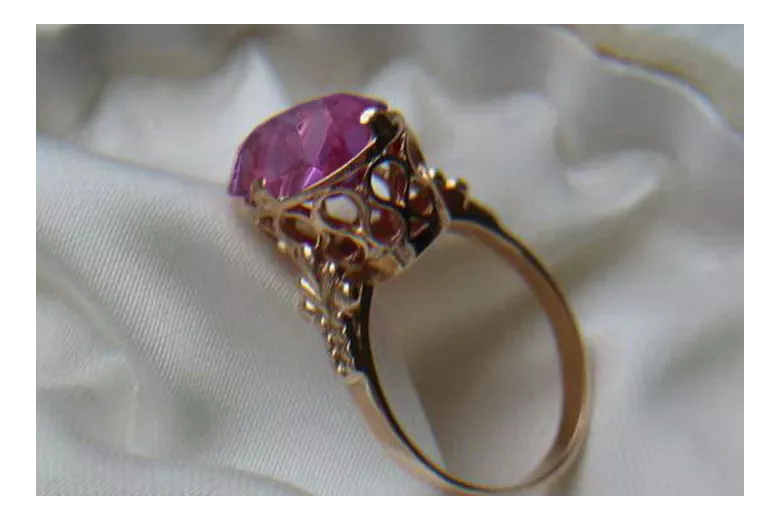 Russian Soviet rose 14k 585 gold Alexandrite Ruby Emerald Sapphire Zircon ring  vrc224