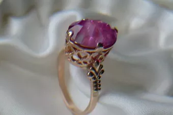Vintage Rose Gold Ring 14K Alexandrite Ruby Emerald Sapphire Zircon 585 vrc224