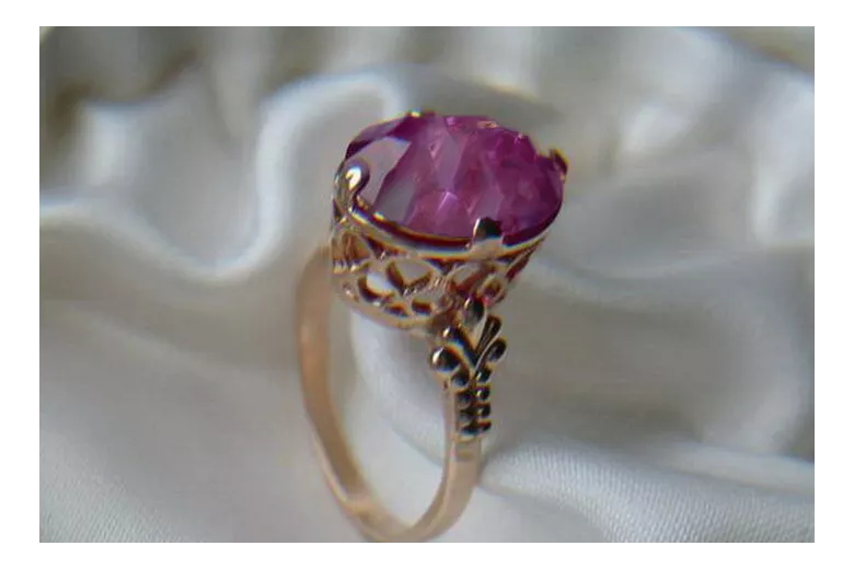 Russian Soviet rose 14k 585 gold Alexandrite Ruby Emerald Sapphire Zircon ring  vrc224