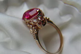 Ruso Soviet rosa 14k 585 oro Alejandrita Rubí Esmeralda Zafiro Zircón anillo vrc224