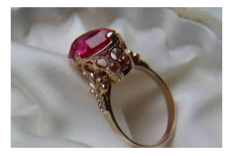 Ruso Soviet rosa 14k 585 oro Alejandrita Rubí Esmeralda Zafiro Zircón anillo vrc224