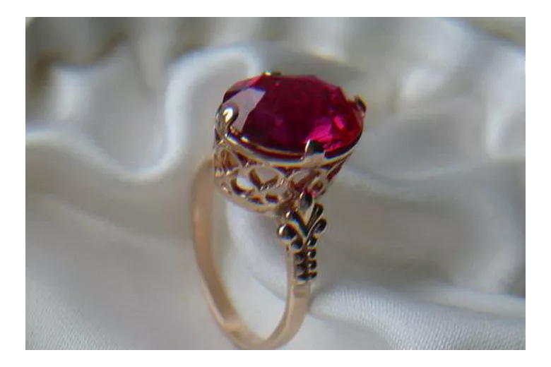 Russian Soviet rose 14k 585 gold Alexandrite Ruby Emerald Sapphire Zircon ring  vrc224