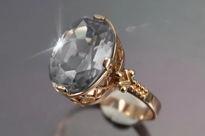 Russian Soviet rose 14k 585 gold Alexandrite Ruby Emerald Sapphire Zircon ring  vrc224