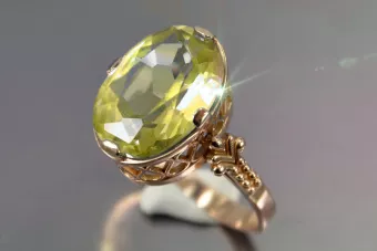 Anillo de oro rosa soviético ruso 14K Alejandrita Rubí Esmeralda Zafiro Zircon 585 vrc224