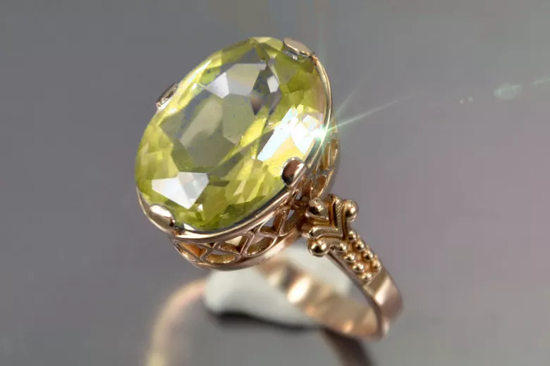 Russisch Sowjetrosa 14 Karat 585 Gold Alexandrit Rubin Smaragd Saphir Zirkon Ring vrc224