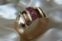 Sovietų 14k 585 aukso Rusijos rožinio aukso žiedas su Aleksandrinu Rubinu Sapiru Smaragdu Zirkonija vrc280