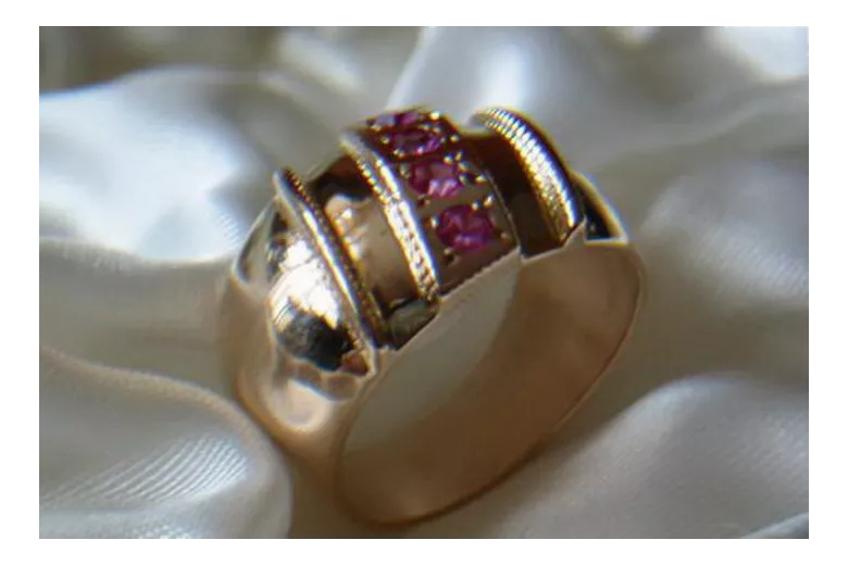 Russian Soviet rose 14k 585 gold Alexandrite Ruby Emerald Sapphire Zircon ring  vrc280