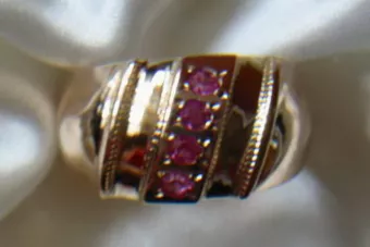Russian Soviet rose 14k 585 gold Alexandrite Ruby Emerald Sapphire Zircon ring  vrc280