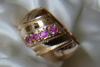 Russian Soviet rose 14k 585 gold Alexandrite Ruby Emerald Sapphire Zircon ring  vrc280