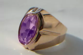Rose 14k red pink Gold 14k Alexandrite Ring vrc296 Russian Soviet Vintage style.