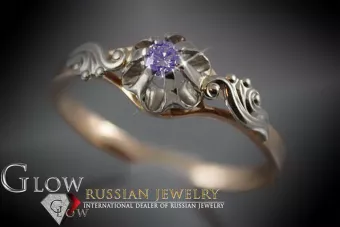 Sovietų 14k 585 aukso Rusijos rožinio aukso žiedas su Aleksandritu Rubinu Sapiru Smaragdu Zirkonija vrc303