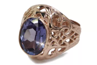 Vintage Rose Gold Ring 14K Alexandrite Ruby Emerald Sapphire Zircon 585 vrc347