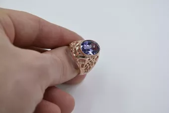 Russisch Sowjetrosa 14 Karat 585 Gold Alexandrit Rubin Smaragd Saphir Zirkon Ring vrc347